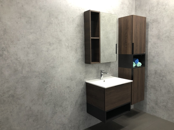 Тумба с раковиной Comforty Франкфурт 60 00004150530 подвесная Дуб шоколадно-коричневый Черная матовая Тумба с раковиной Comforty Франкфурт 60 00004150530 подвесная Дуб шоколадно-коричневый Черная матовая