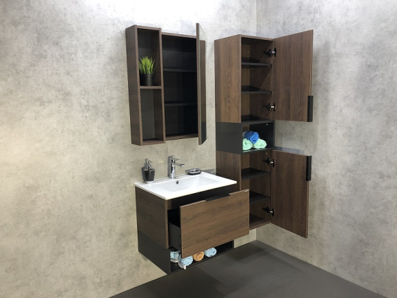 Тумба с раковиной Comforty Франкфурт 60 00004150530 подвесная Дуб шоколадно-коричневый Черная матовая Тумба с раковиной Comforty Франкфурт 60 00004150530 подвесная Дуб шоколадно-коричневый Черная матовая