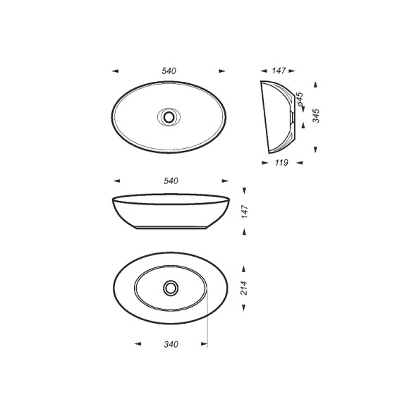 Раковина-чаша Sanita Luxe Ringo Cut 53 WB.CT/Ringo/54-N.Cut/WHT.G/S1 Белая