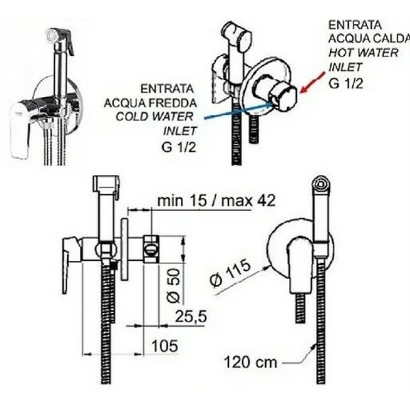 Гигиенический душ со смесителем Remer Dream D65 Хром Гигиенический душ со смесителем Remer Dream D65 Хром