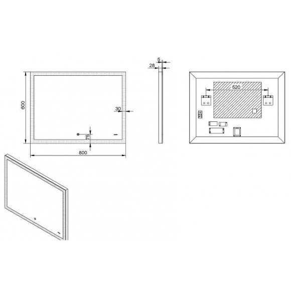 Зеркало Esbano 80 ESMI2542RD с подсветкой с сенсорным выключателем и подогревом Зеркало Esbano 80 ESMI2542RD с подсветкой с сенсорным выключателем и подогревом
