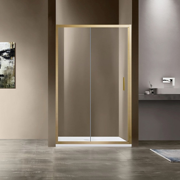 Душевая дверь Vincea Garda 120 VDS-1G120CLG профиль Золото брашированное стекло прозрачное