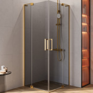 Душевой уголок Cezares Slider 80x80 SLIDER-A-2-70/80-GRIGIO-BORO профиль Брашированное золото стекло серое