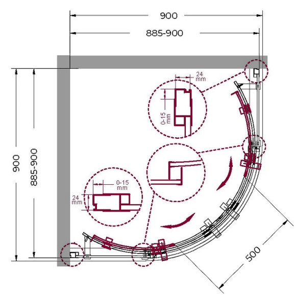 Душевой уголок BelBagno Marino 90x90 MARINO-R-2-90-C-Cr профиль Хром стекло прозрачное