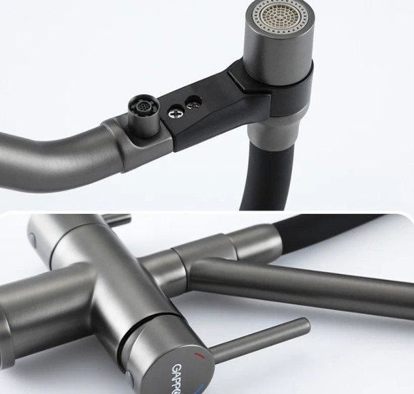 Смеситель для кухни Gappo G4398-89 Оружейная сталь Черный