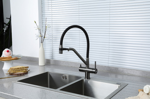 Смеситель для кухни Gappo G4398-89 Оружейная сталь Черный