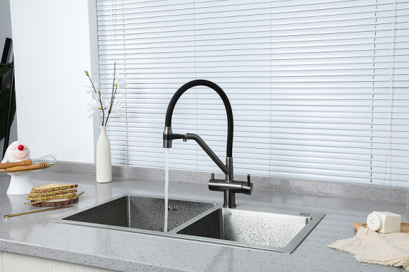 Смеситель для кухни Gappo G4398-89 Оружейная сталь Черный