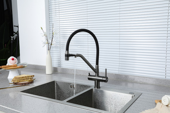 Смеситель для кухни Gappo G4398-89 Оружейная сталь Черный