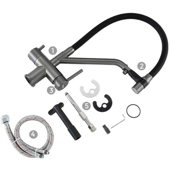 Смеситель для кухни Gappo G4398-89 Оружейная сталь Черный