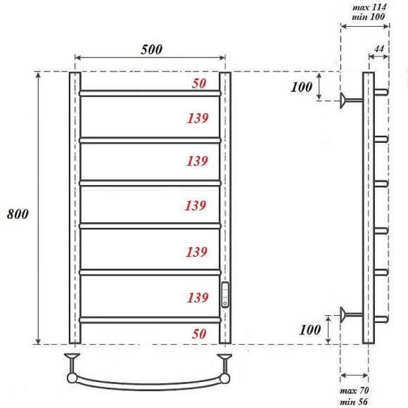 Электрический полотенцесушитель Point Афина PN04858W П6 500x800 диммер справа Белый Электрический полотенцесушитель Point Афина PN04858W П6 500x800 диммер справа Белый