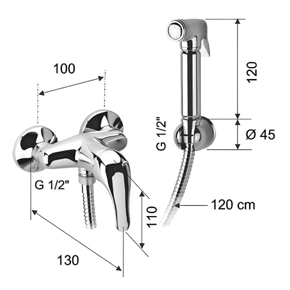 Гигиенический душ со смесителем Remer C332REL Хром Гигиенический душ со смесителем Remer C332REL Хром