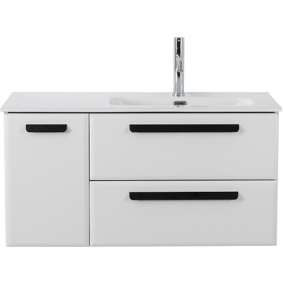 Тумба под раковину Cezares Eco-Cer-N 100 R ECO-CER-N-1000-2C-1A-SO-BL-R подвесная Bianco Lucido без ручек