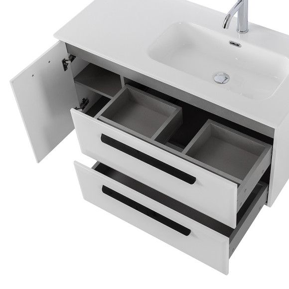 Тумба под раковину Cezares Eco-Cer-N 100 R ECO-CER-N-1000-2C-1A-SO-BL-R подвесная Bianco Lucido без ручек