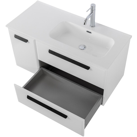 Тумба под раковину Cezares Eco-Cer-N 100 R ECO-CER-N-1000-2C-1A-SO-BL-R подвесная Bianco Lucido без ручек