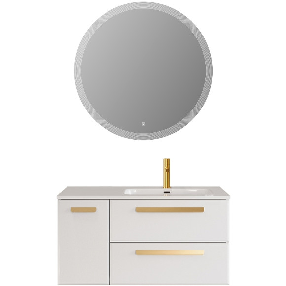 Тумба под раковину Cezares Eco-Cer-N 100 R ECO-CER-N-1000-2C-1A-SO-BL-R подвесная Bianco Lucido без ручек