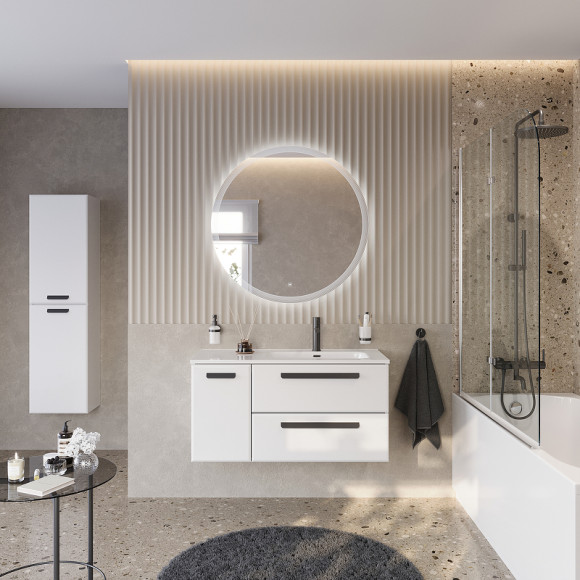 Тумба под раковину Cezares Eco-Cer-N 100 R ECO-CER-N-1000-2C-1A-SO-BL-R подвесная Bianco Lucido без ручек