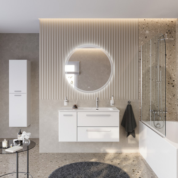 Тумба под раковину Cezares Eco-Cer-N 100 R ECO-CER-N-1000-2C-1A-SO-BL-R подвесная Bianco Lucido без ручек