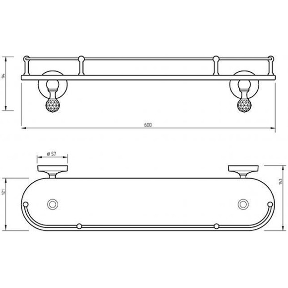 Стеклянная полка Migliore Amerida 16601 Золото с кристаллами Swarovski