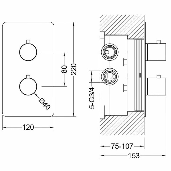 Смеситель для душа Aquatek Европа AQ1393MB с термостатом Черный матовый