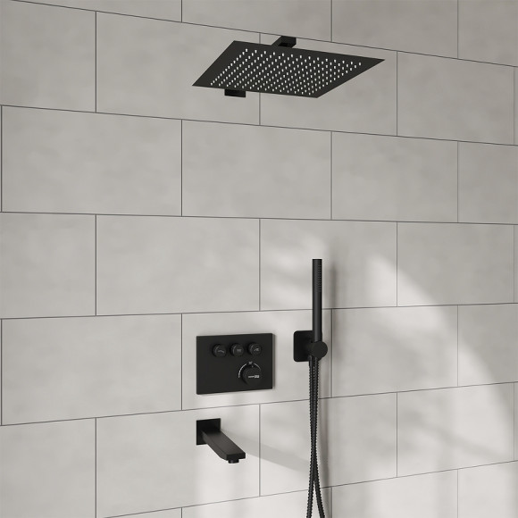 Душевая система WasserKRAFT Elbe A7458.219.162.302.240.217.220 Thermo с термостатом Черная матовая Душевая система WasserKRAFT Elbe A7458.219.162.302.240.217.220 Thermo с термостатом Черная матовая