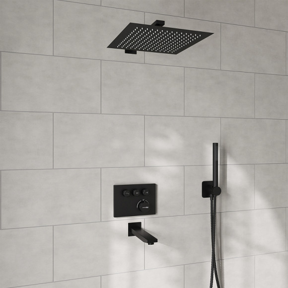 Душевая система WasserKRAFT Elbe A7458.219.162.302.240.217.220 Thermo с термостатом Черная матовая Душевая система WasserKRAFT Elbe A7458.219.162.302.240.217.220 Thermo с термостатом Черная матовая