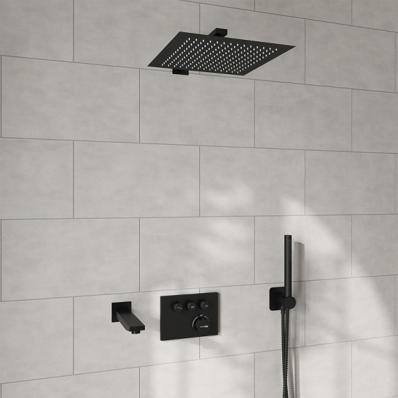 Душевая система WasserKRAFT Elbe A7458.219.162.302.240.217.220 Thermo с термостатом Черная матовая Душевая система WasserKRAFT Elbe A7458.219.162.302.240.217.220 Thermo с термостатом Черная матовая