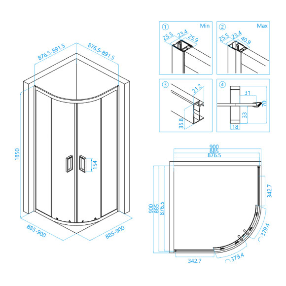 Душевой уголок RGW Classic CL-54 90х90 32095499-11 профиль Хром стекло прозрачное Душевой уголок RGW Classic CL-54 90х90 32095499-11 профиль Хром стекло прозрачное