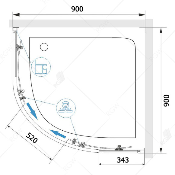 Душевой уголок RGW Classic CL-54 90х90 32095499-11 профиль Хром стекло прозрачное Душевой уголок RGW Classic CL-54 90х90 32095499-11 профиль Хром стекло прозрачное