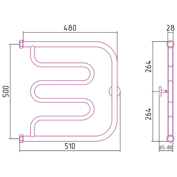 Водяной полотенцесушитель Сунержа Лира 500х500 00-0011-5050 Хром Водяной полотенцесушитель Сунержа Лира 500х500 00-0011-5050 Хром