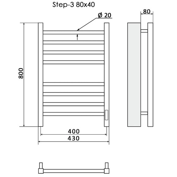 Электрический полотенцесушитель Ника Step-3 80/40 Хром Электрический полотенцесушитель Ника Step-3 80/40 Хром