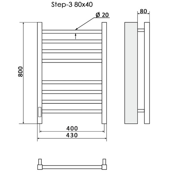Электрический полотенцесушитель Ника Step-3 80/40 Хром Электрический полотенцесушитель Ника Step-3 80/40 Хром