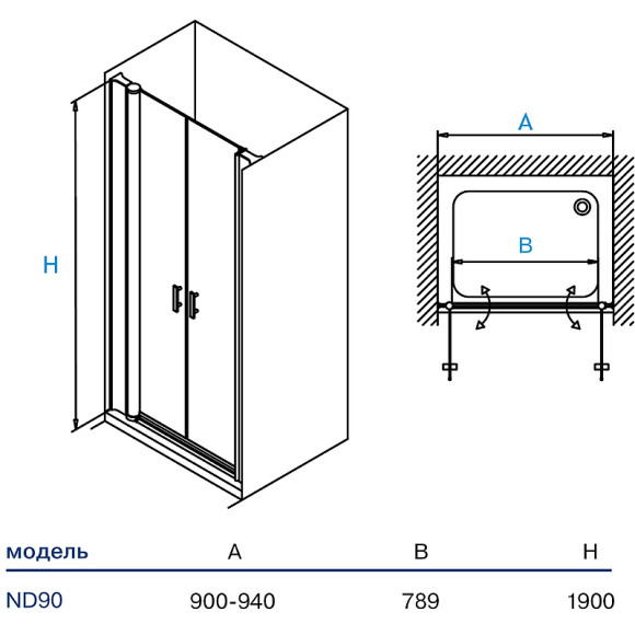 Душевая дверь Koller Pool Neon 90 ND90C профиль Хром стекло прозрачное Душевая дверь Koller Pool Neon 90 ND90C профиль Хром стекло прозрачное
