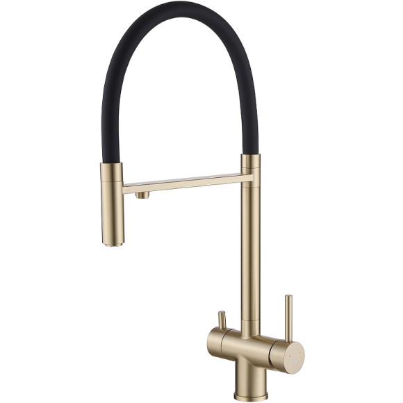 Смеситель для кухни Abber Wasser Kreis AF81141G Золото матовое Черный матовый