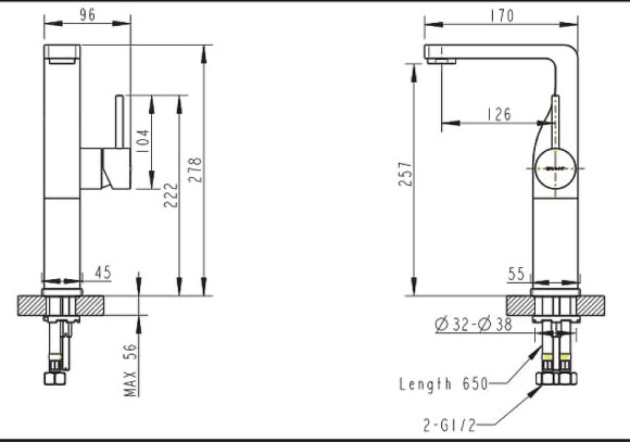 Смеситель для раковины Bravat Arc F16061K-A2-ENG Черный