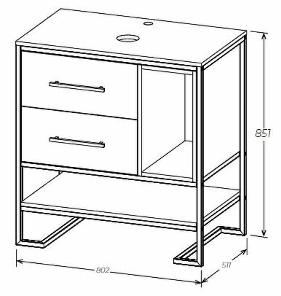 Тумба под раковину 1MarKa Grunge Loft 80Н Ц0000005442 Дуб Вотан