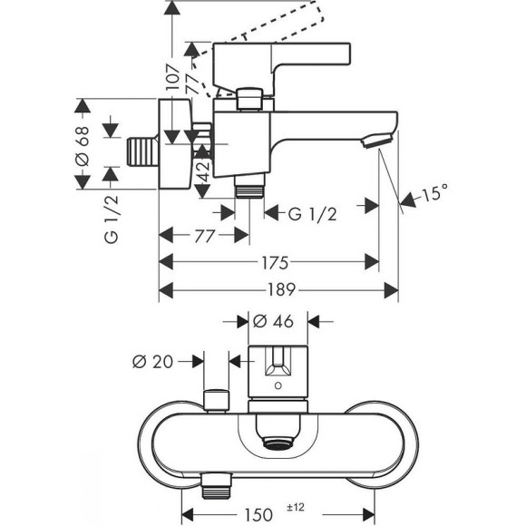 Смеситель для ванны Hansgrohe Metris S 31460000 Хром