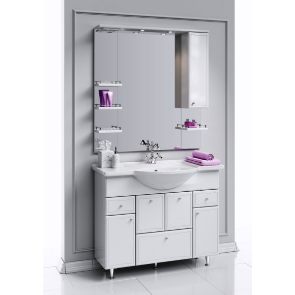 Зеркало со шкафом Aqwella Барселона 100 Ba.02.10 с подсветкой Белое Зеркало со шкафом Aqwella Барселона 100 Ba.02.10 с подсветкой Белое