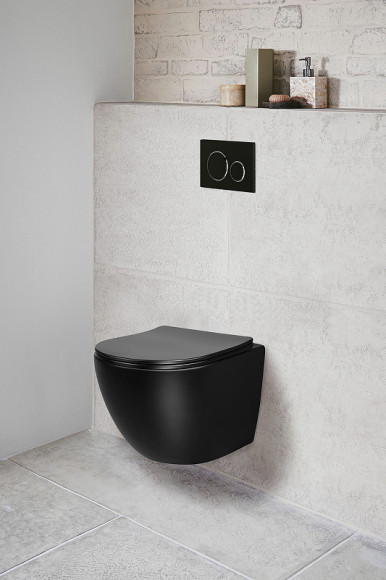 Унитаз Vincea Globo VT1-14MB подвесной Черный матовый с сиденьем Микролифт Унитаз Vincea Globo VT1-14MB подвесной Черный матовый с сиденьем Микролифт