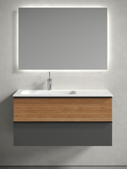 Тумба под раковину Sancos Delta 100 L DL100LGR подвесная Дуб красный Графит