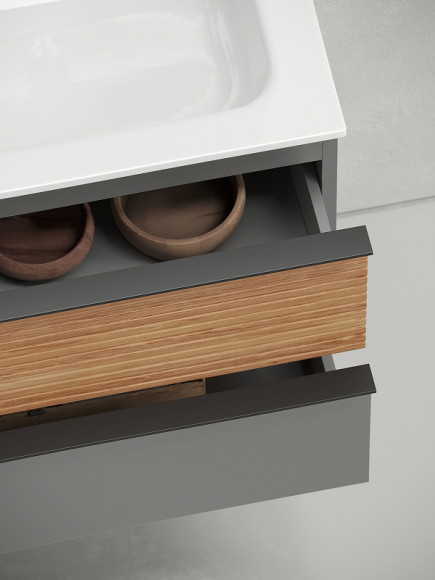 Тумба под раковину Sancos Delta 100 L DL100LGR подвесная Дуб красный Графит