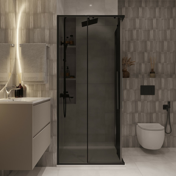 Душевой уголок Niagara Nova 90х90 NG-2823-34BLACK профиль Черный матовый стекло тонированное Душевой уголок Niagara Nova 90х90 NG-2823-34BLACK профиль Черный матовый стекло тонированное
