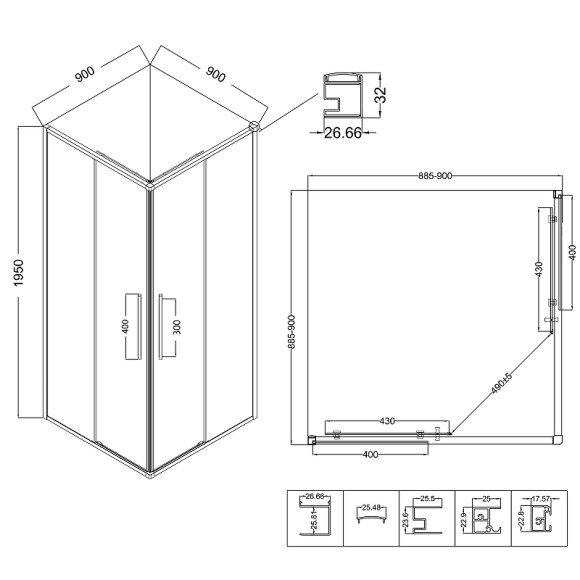 Душевой уголок Niagara Nova 90х90 NG-2823-34BLACK профиль Черный матовый стекло тонированное Душевой уголок Niagara Nova 90х90 NG-2823-34BLACK профиль Черный матовый стекло тонированное
