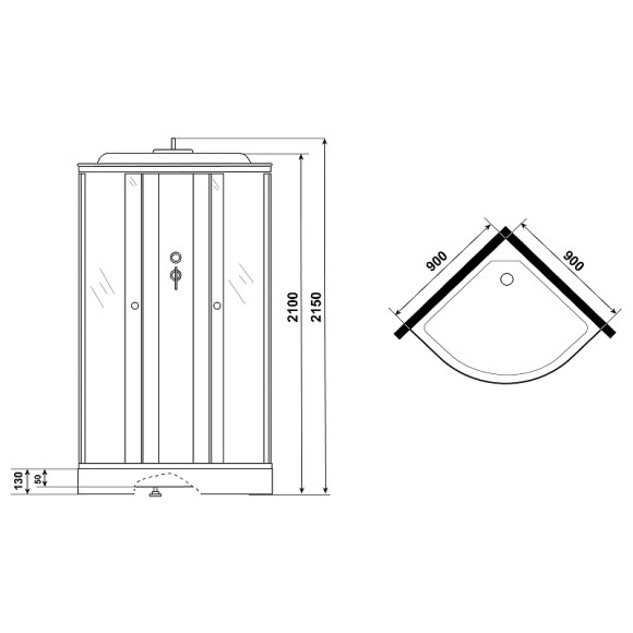 Душевая кабина Niagara Eco 90x90 NG-4501-14BLACK без гидромассажа Душевая кабина Niagara Eco 90x90 NG-4501-14BLACK без гидромассажа