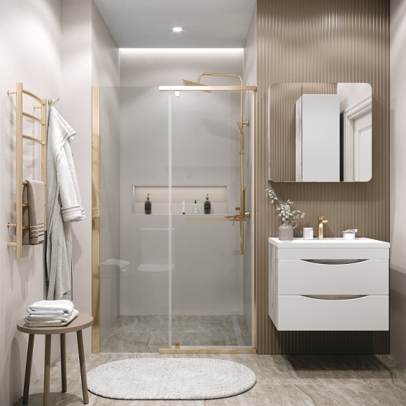 Душевая дверь Grossman Pragma 100 100.K33.03.100.32.00 профиль Золото сатин стекло прозрачное Душевая дверь Grossman Pragma 100 100.K33.03.100.32.00 профиль Золото сатин стекло прозрачное