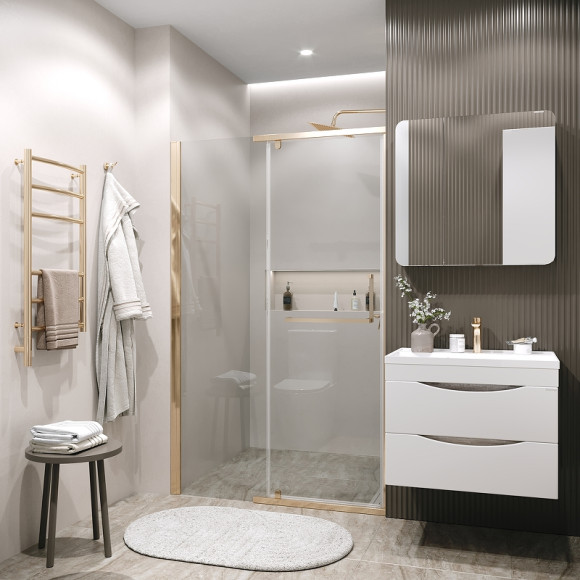 Душевая дверь Grossman Pragma 100 100.K33.03.100.32.00 профиль Золото сатин стекло прозрачное Душевая дверь Grossman Pragma 100 100.K33.03.100.32.00 профиль Золото сатин стекло прозрачное