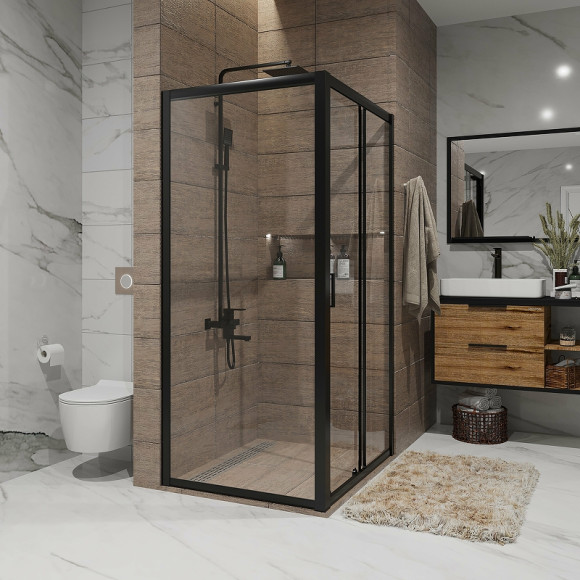 Душевая стенка Niagara Nova 80 NG-A80B профиль Черный стекло прозрачное Душевая стенка Niagara Nova 80 NG-A80B профиль Черный стекло прозрачное