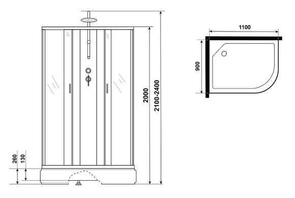 Душевая кабина Niagara Classic 110х90 L NG-33194-14LBKTG с гидромассажем