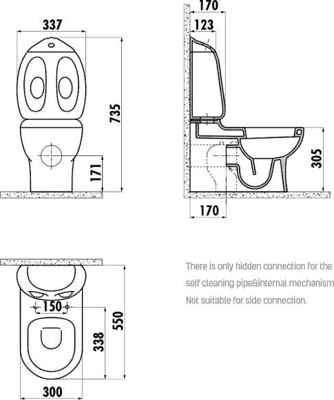 Унитаз компакт Creavit Ducky DC360-11CB00E-0000 Белый без бачка и сиденья