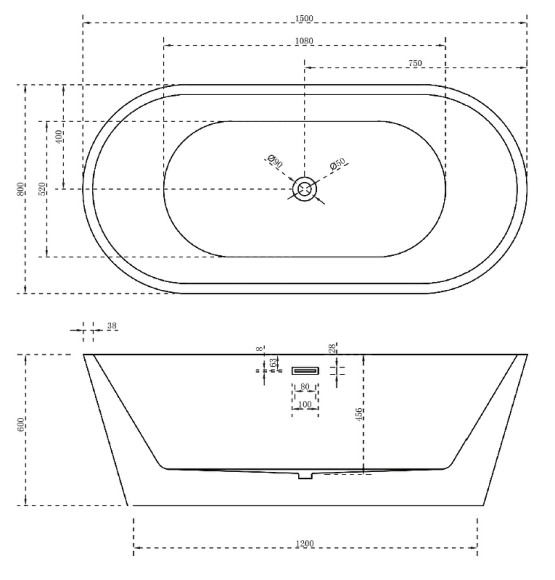 Акриловая ванна Abber AB9203-1.5 150х80 без гидромассажа Акриловая ванна Abber AB9203-1.5 150х80 без гидромассажа