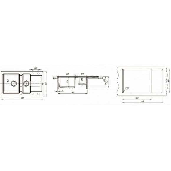 Кухонная мойка Florentina Комби-860К 21.410.D0860.202 Шампань
